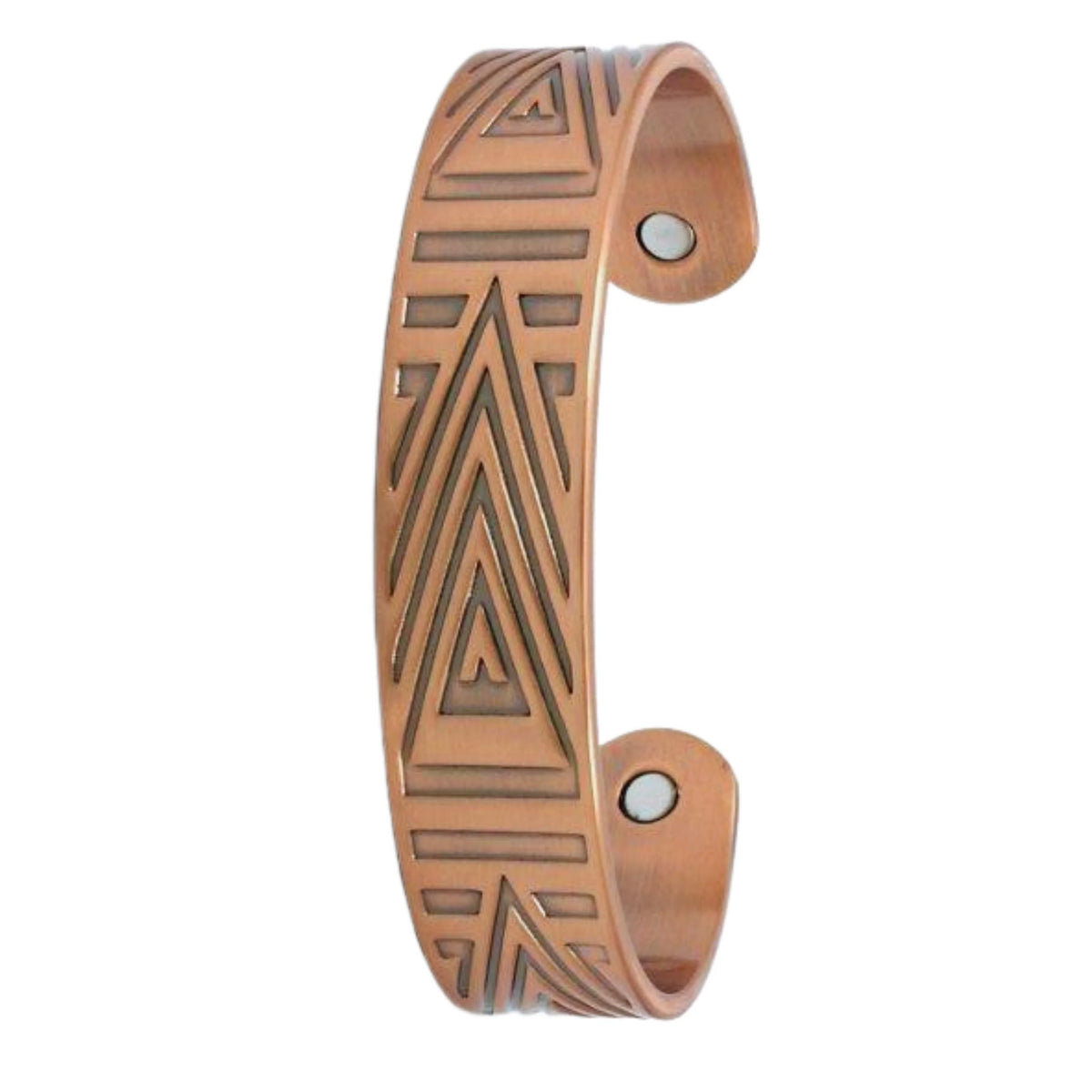 Aztec Solid Copper Magnetic Therapy Cuff Bracelet - 668