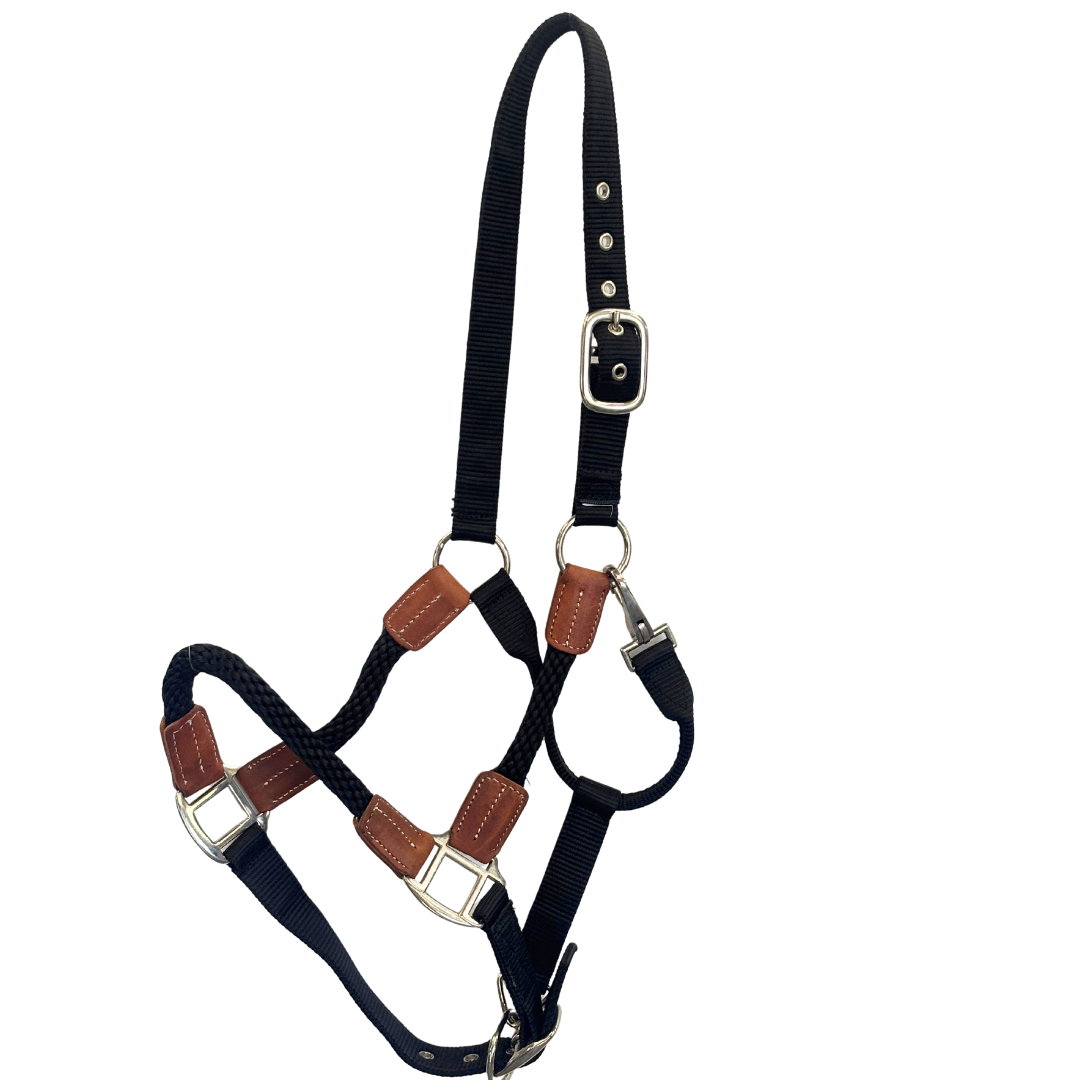Kentucky Leather Rope Halter – Black