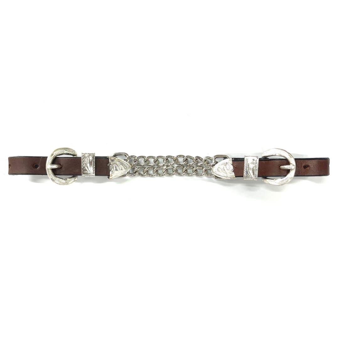 Calgary Flat Link Double Curb Chain with Western Buckles