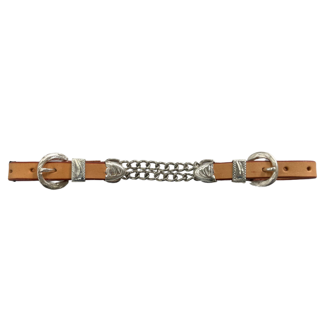 Calgary Flat Link Double Curb Chain with Western Buckles