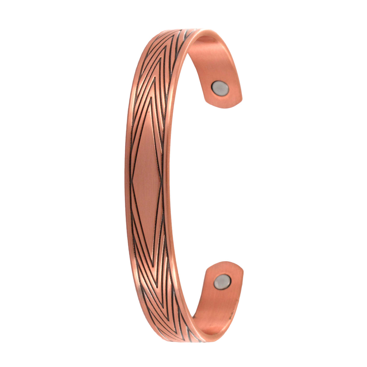 Diamond Pattern Solid Copper Magnetic Therapy Cuff Bracelet - 732