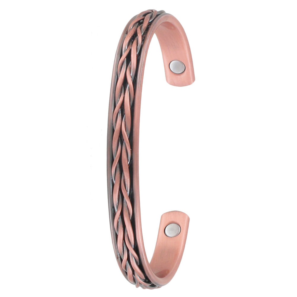 Fishtail Braid Copper Magnetic Therapy Cuff Bracelet - 698