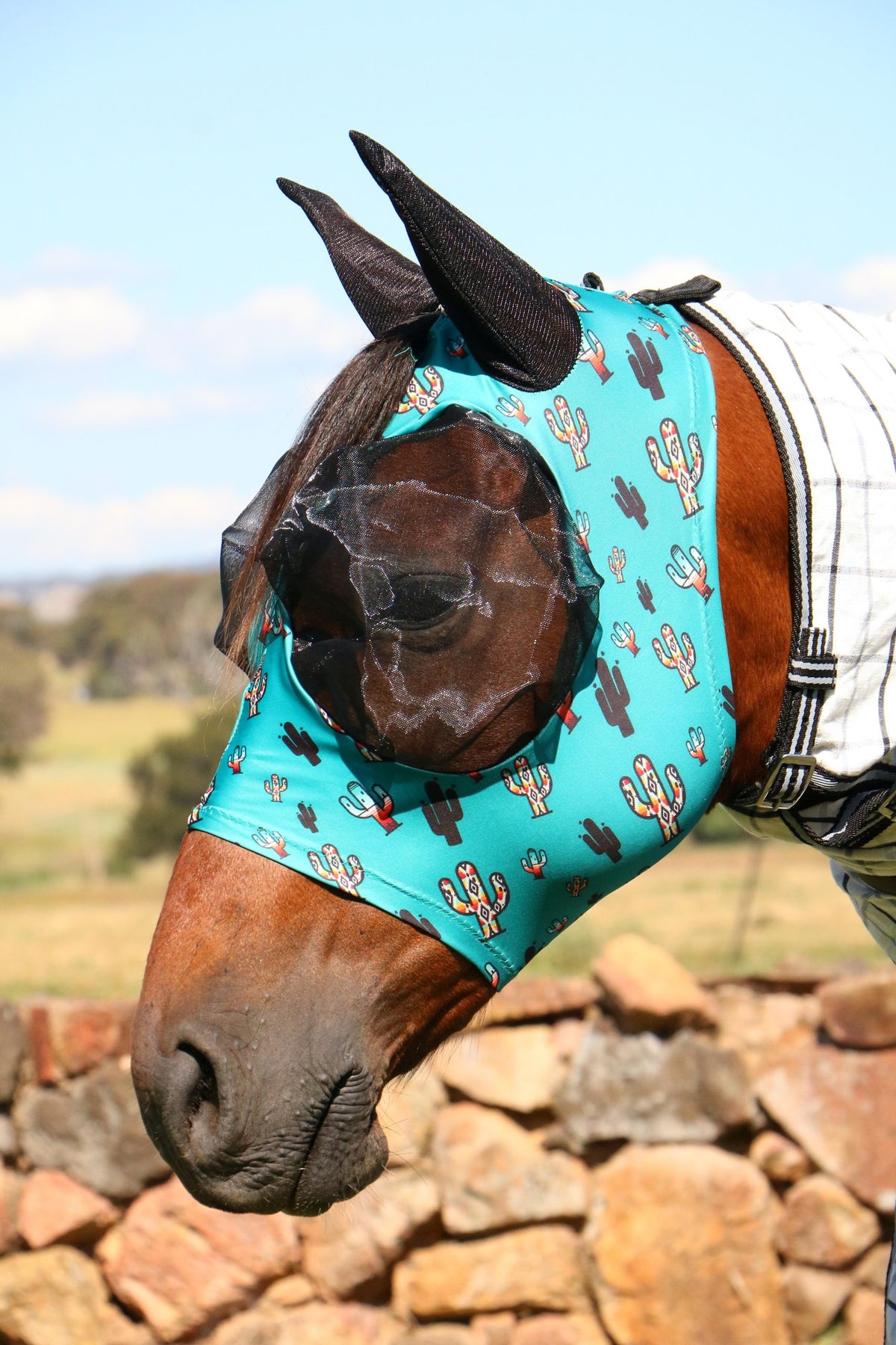 Newmarket's Stretch Bug Eye Fly Mask With Ears