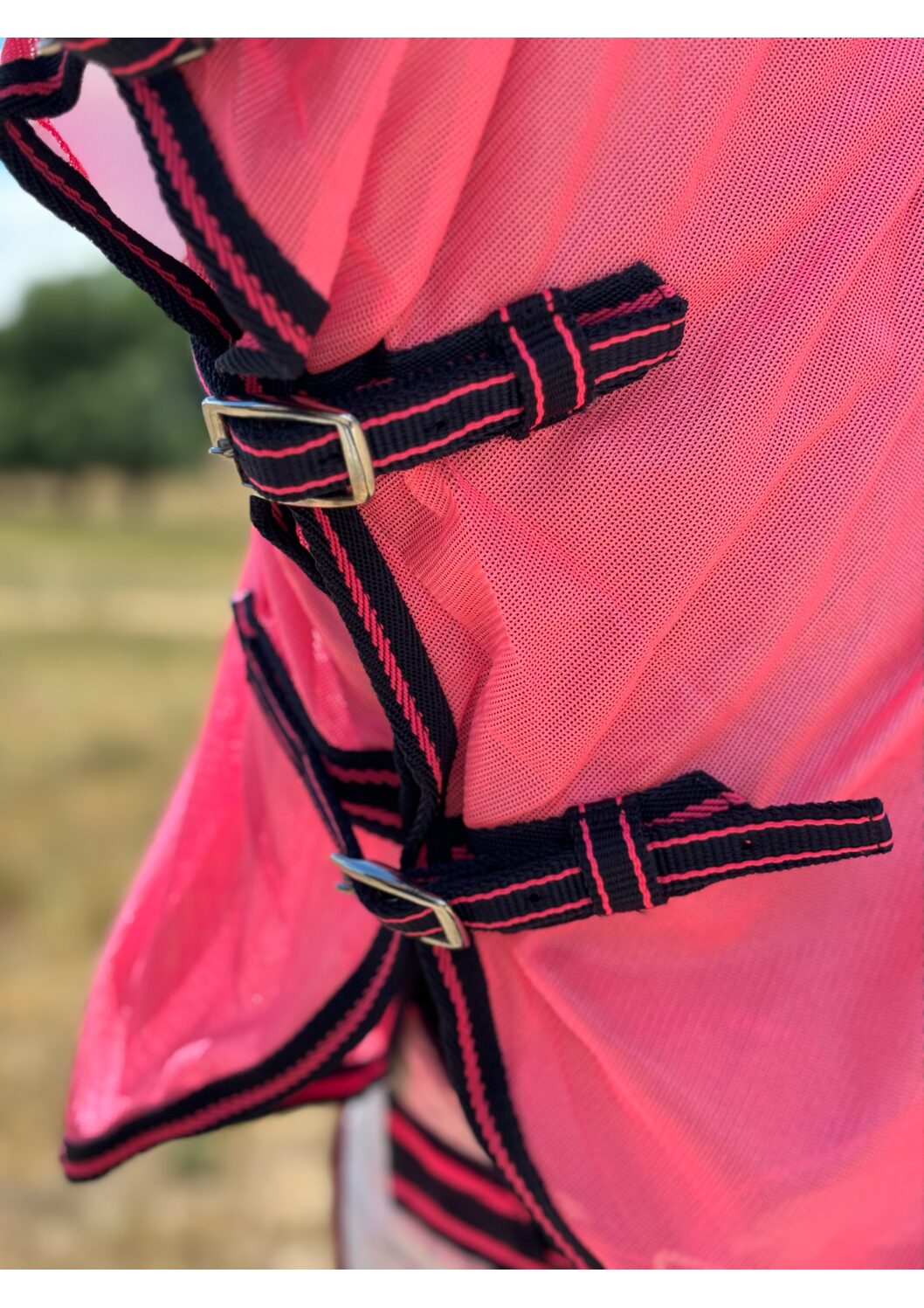 Diamond Weave Cotton Ripstop ‘Neon’ Mesh Insert Cotton Combo – Pink