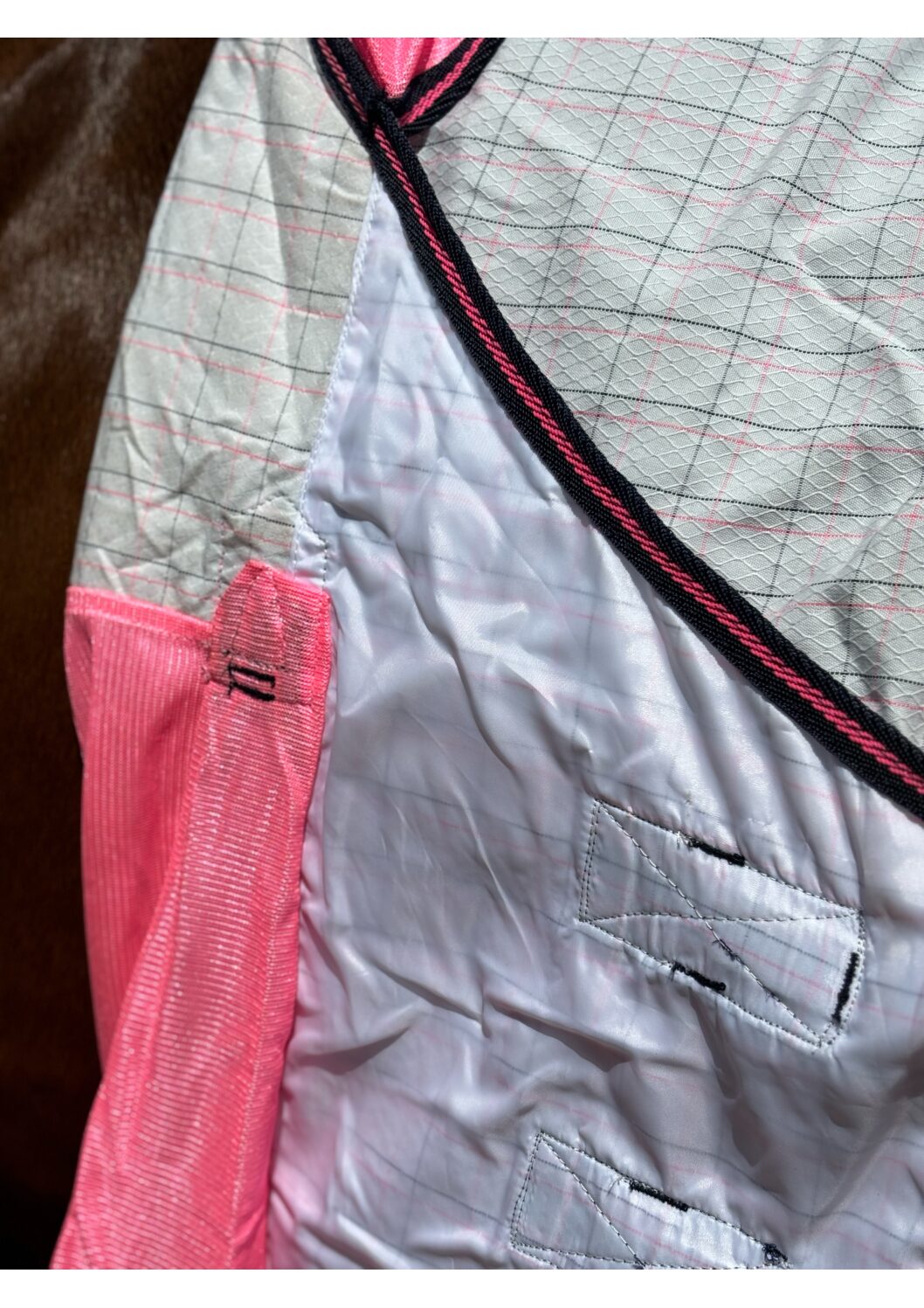 Diamond Weave Cotton Ripstop ‘Neon’ Mesh Insert Cotton Combo – Pink