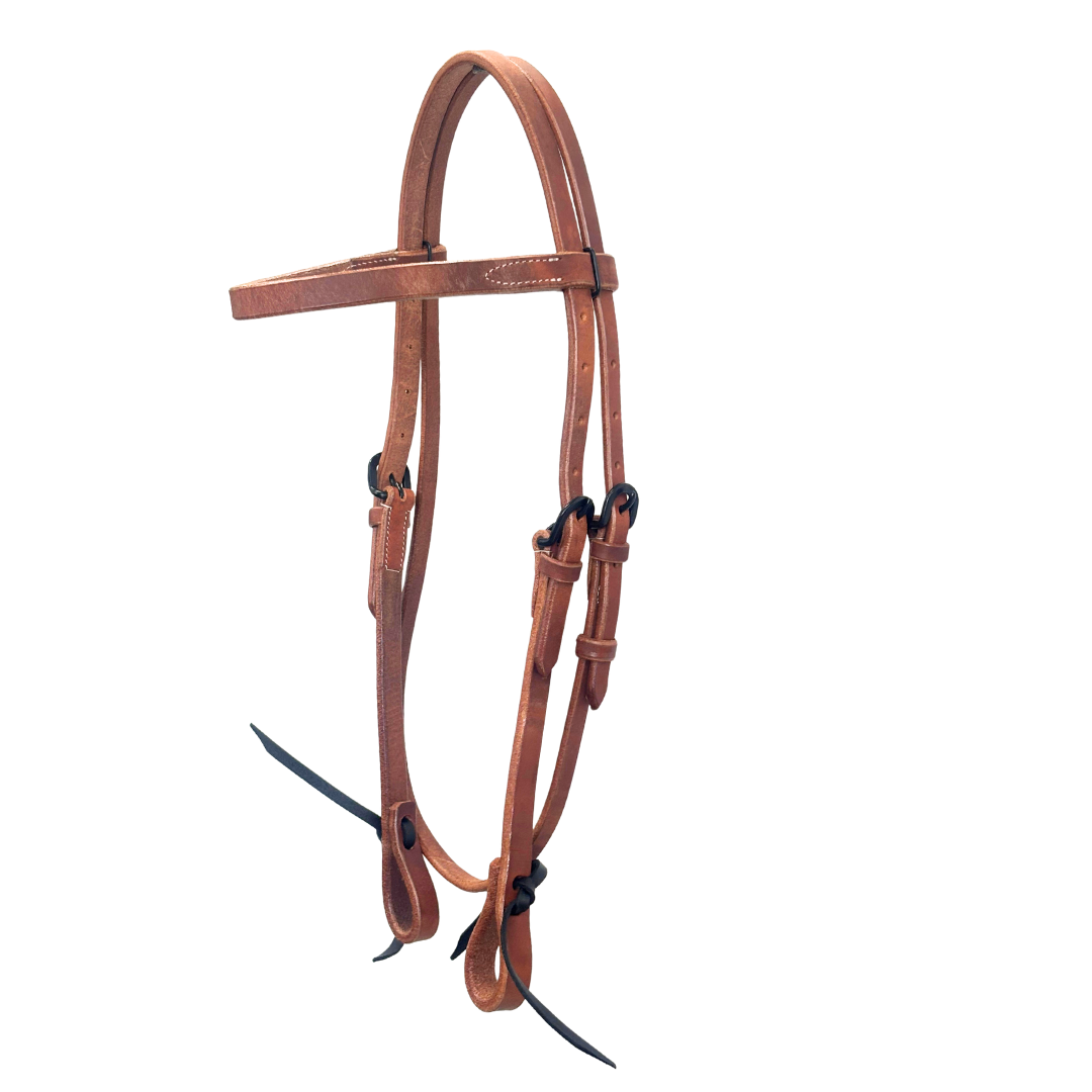 Calgary Plain Leather Western Bridle With Black Buckles