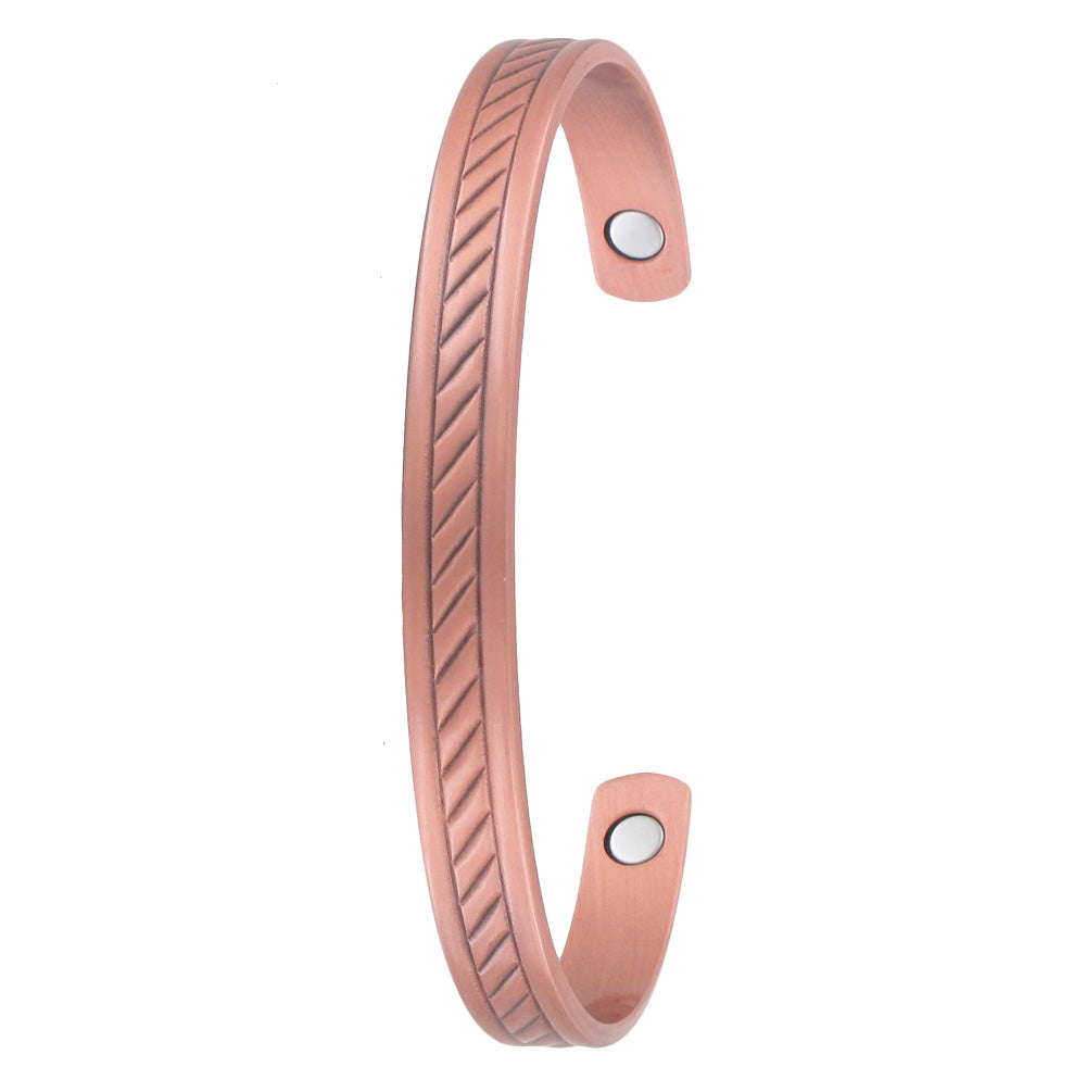 Pressed Pattern Copper Magnetic Therapy Cuff Bracelet - 693