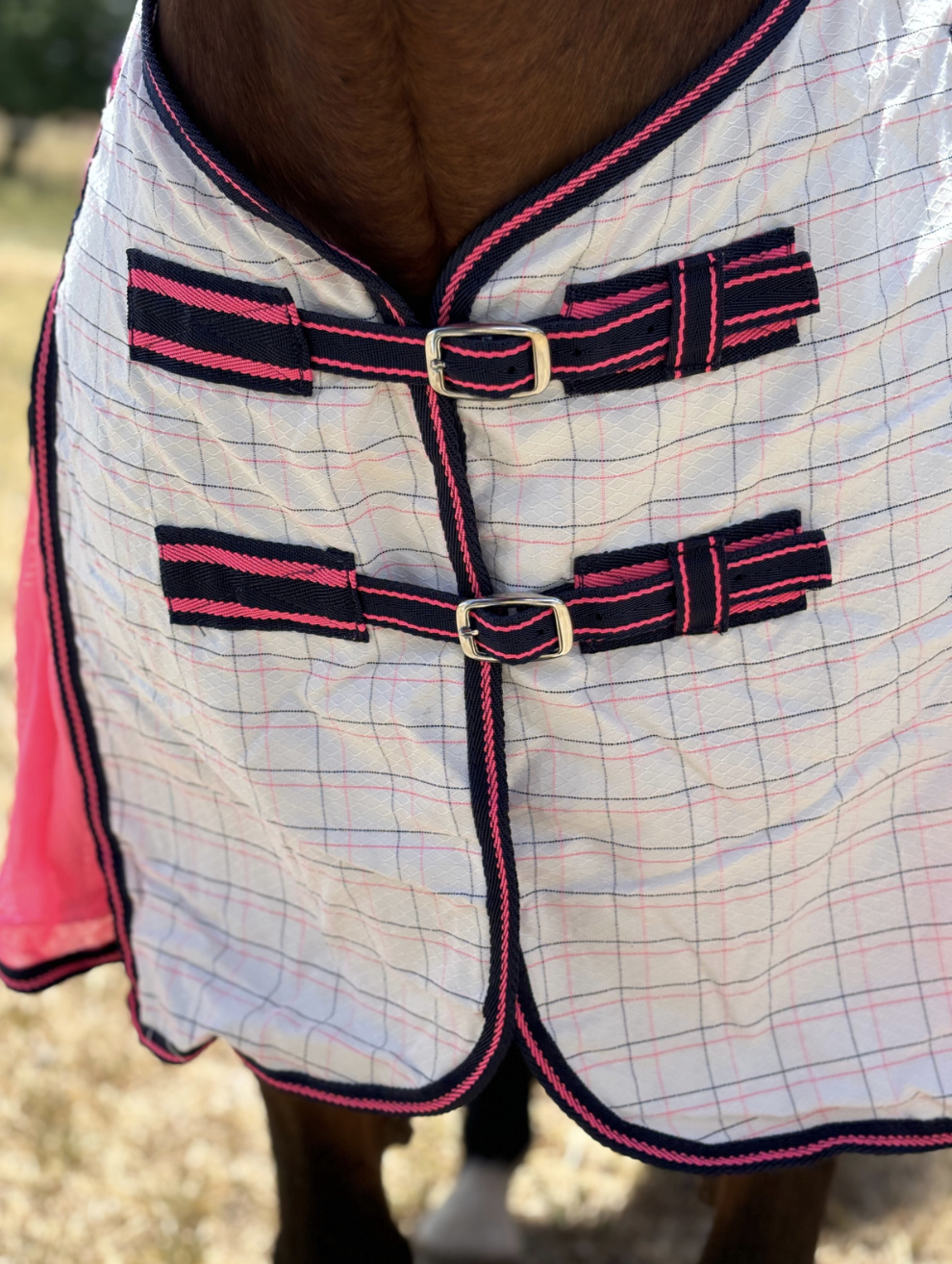 Diamond Weave Cotton Ripstop ‘Neon’ Mesh Insert Cotton Combo – Pink