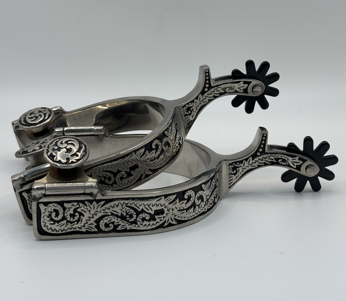 Floral Spurs with Black Painted Inlay