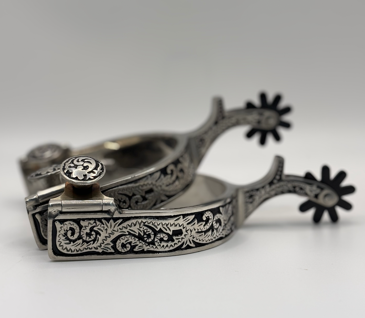 Floral Spurs with Black Painted Inlay