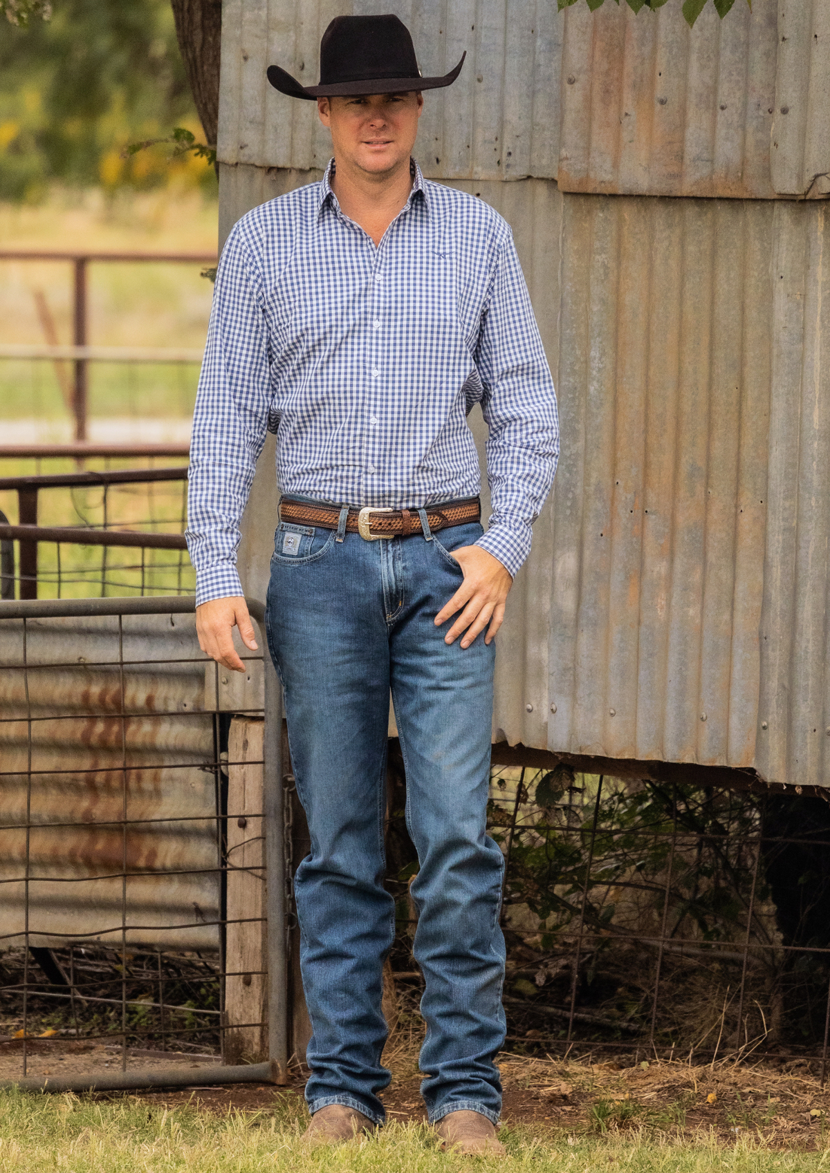 Newmarket 100% Australian Cotton Men's Shirt - Navy Blue Check