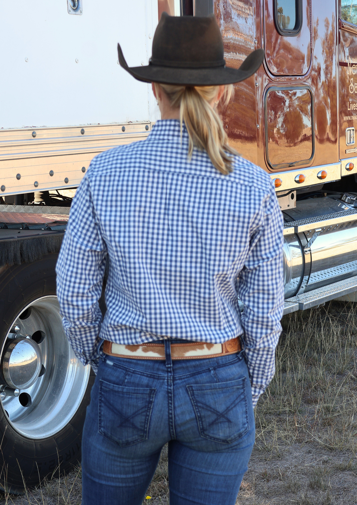 Newmarket 100% Australian Cotton Women’s Shirt – Navy Blue Check