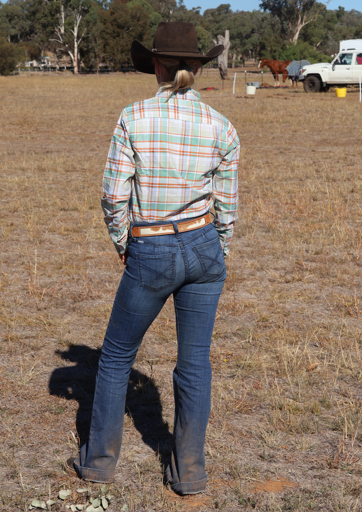 Newmarket 100% Australian Cotton Women’s Shirt – Mint/Rust