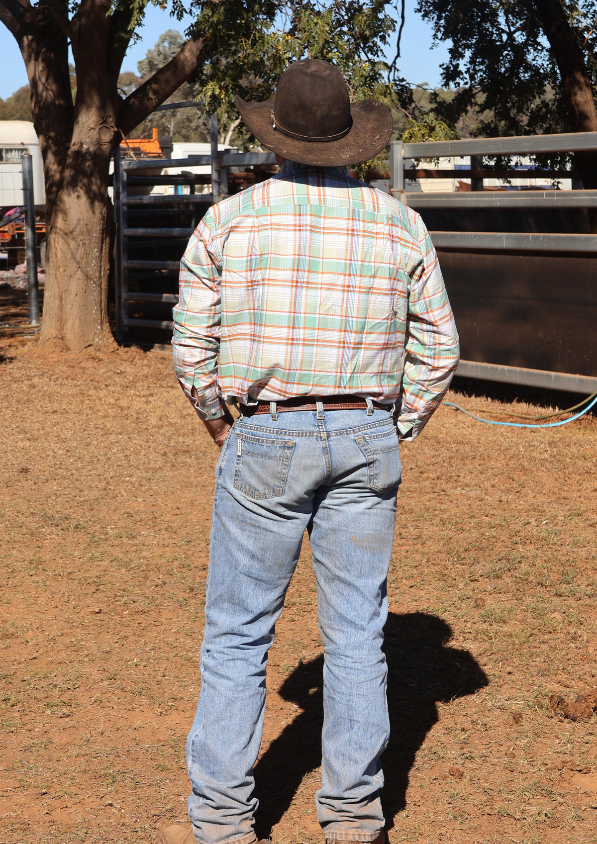 Newmarket Men’s 100% Australian Cotton Shirt – Mint/Rust