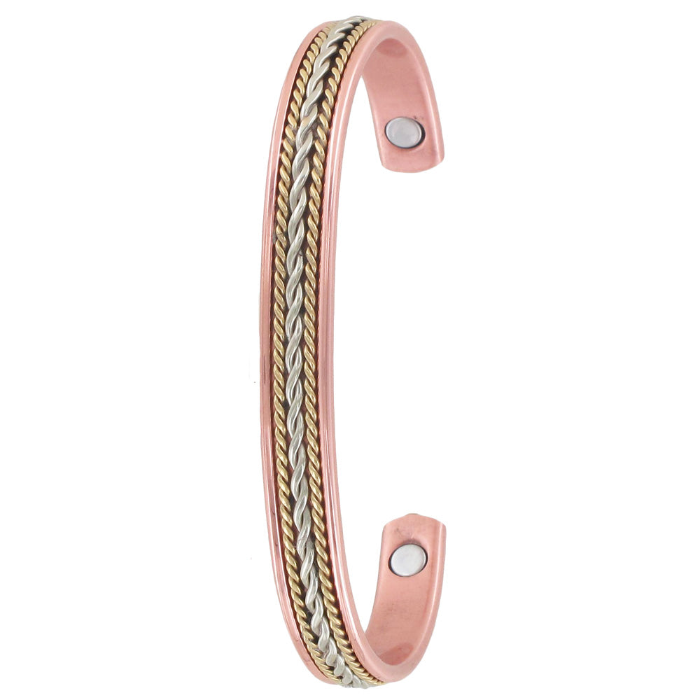 3 Tone Twist Copper Magnetic Therapy Cuff Bracelet - 552