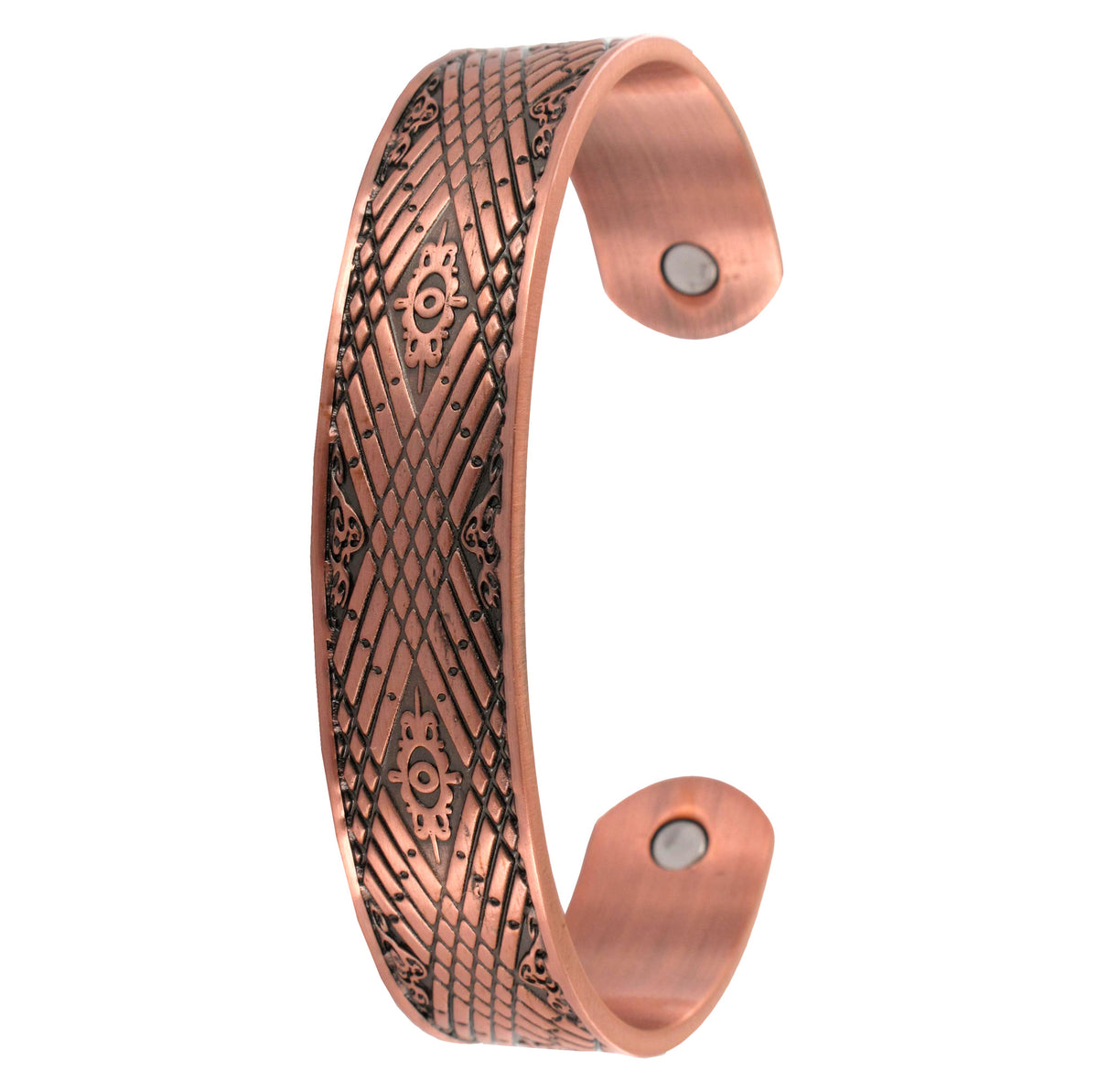 Geometric Pattern Copper Magnetic Therapy Cuff Bracelet - 677