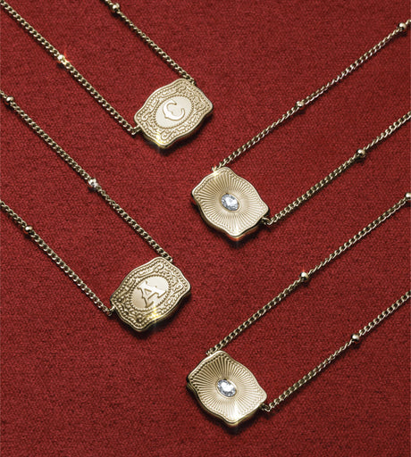 SPURWEST Ultra Mini Belt Buckle Initial Necklace - Gold