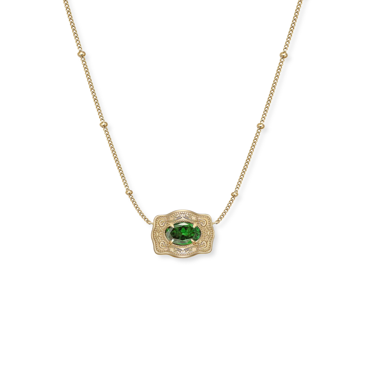 SPURWEST Ultra Mini Belt Buckle Birthstone Necklace – Gold