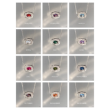 SPURWEST Ultra Mini Belt Buckle Birthstone Necklace - Silver