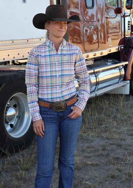Newmarket Women's 100% Australian Cotton Shirt - Yellow Plaid