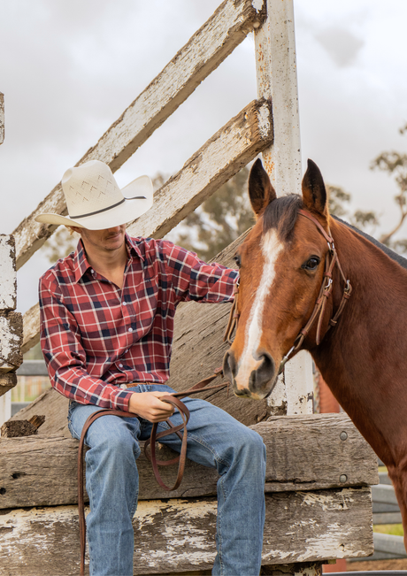 Newmarket Men’s 100% Australian Cotton Shirt - Red Check