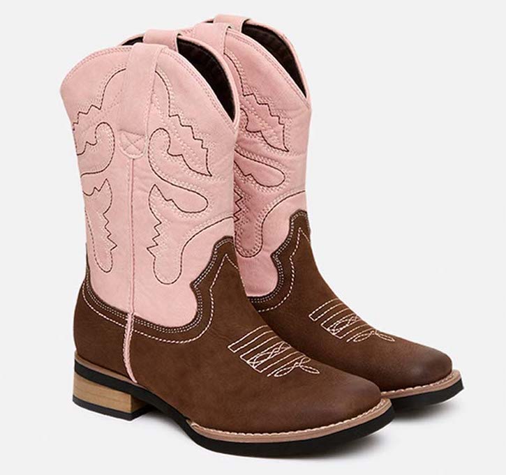 Baxter Youth Western Boots - Pink/Brown