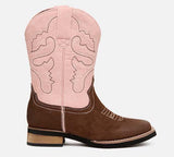 Baxter Youth Western Boots - Pink/Brown