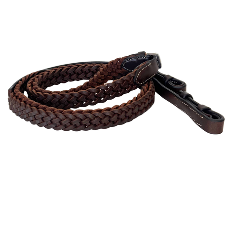 Newmarket Braided Brown Leather Reins