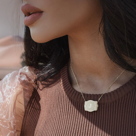 SPURWEST Standard Size Buckle Initial Necklace - Gold