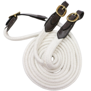 Calgary Cotton Reins with Brass Buckle Ends - White