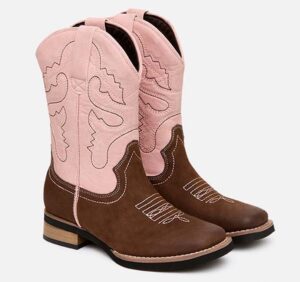 Baxter Youth Western Boots - Pink/Brown
