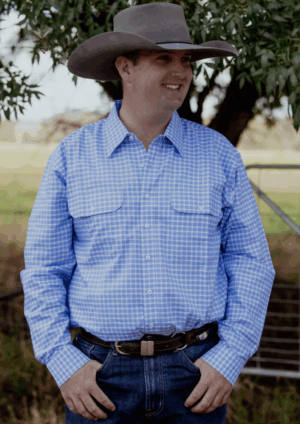 Newmarket Mens Check Dress Shirt Light Blue