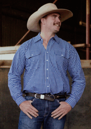 Newmarket Mens Check Dress Shirt Dark Blue