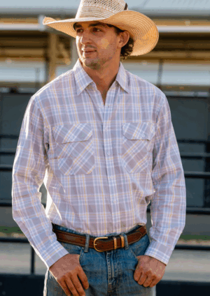 Newmarket 'Lawson' 100% Cotton Shirt - Dusty Blue