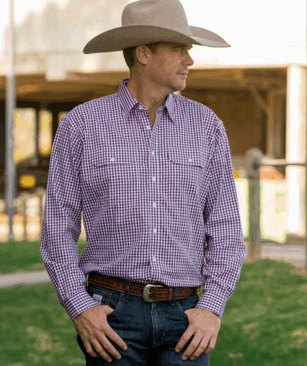 Newmarket Mens Check Dress Shirt - Maroon