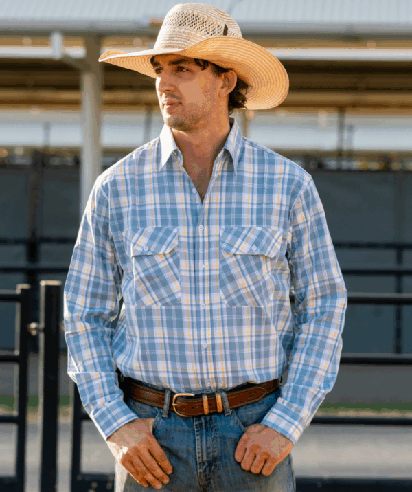 Newmarket 'Lane' Mens 100% Cotton Shirt - Steel Blue