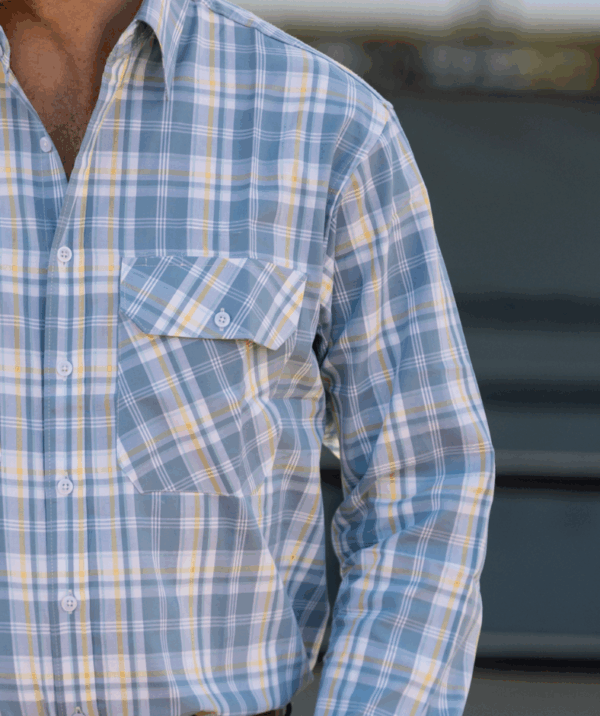 Newmarket 'Lane' Mens 100% Cotton Shirt - Steel Blue - Image 3