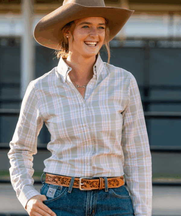 Newmarket Ladies Tess 100% Cotton Dress Shirt – Olive