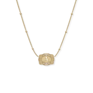 SPURWEST Ultra Mini Belt Buckle Initial Necklace - Gold