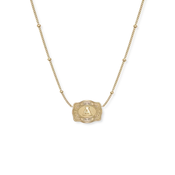 SPURWEST Ultra Mini Belt Buckle Initial Necklace - Gold