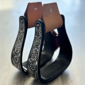 Engraved Black Western Stirrups
