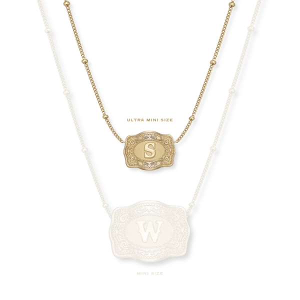SPURWEST Ultra Mini Belt Buckle Initial Necklace - Gold - Image 4