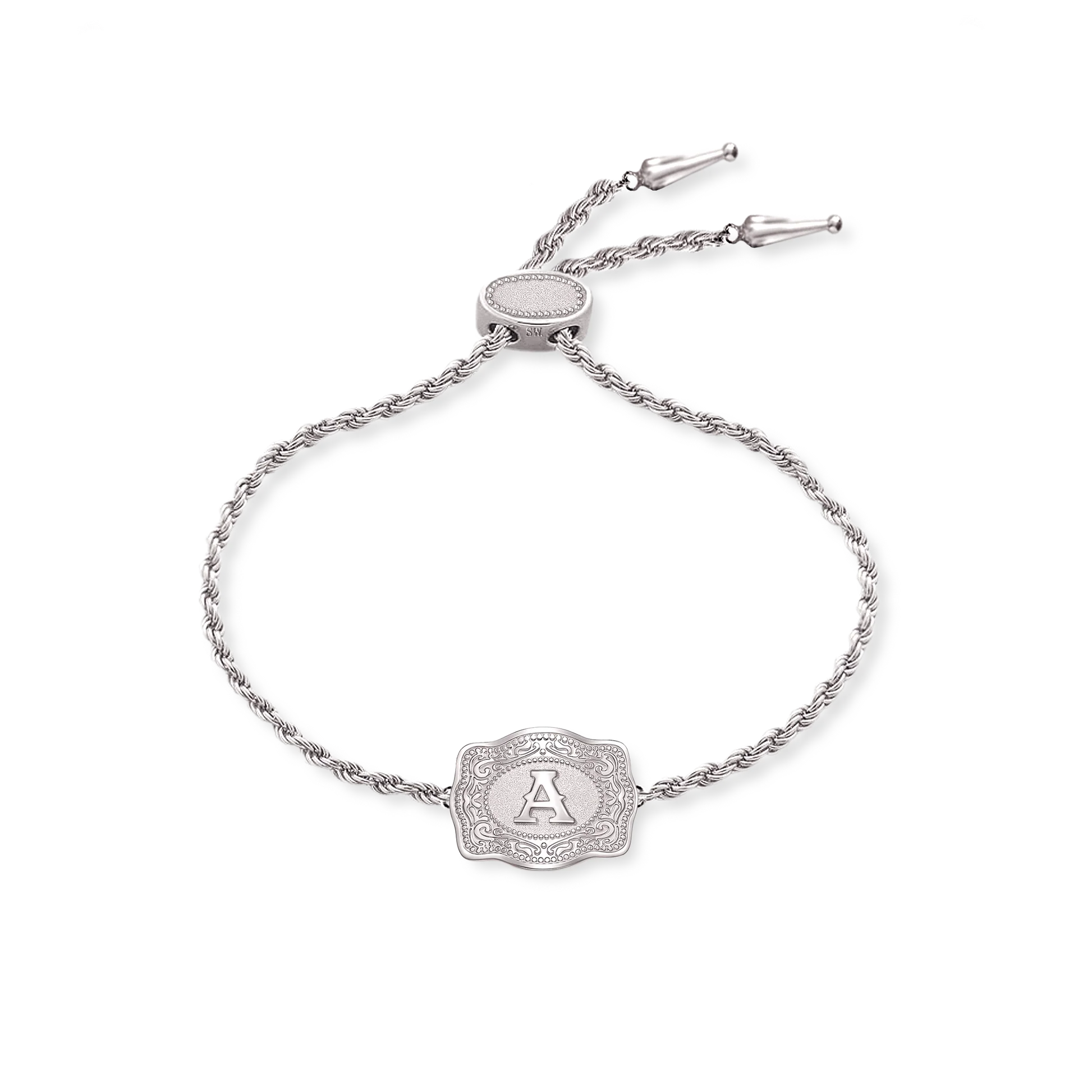 SPURWEST Ultra Mini Initial Bracelet – Silver