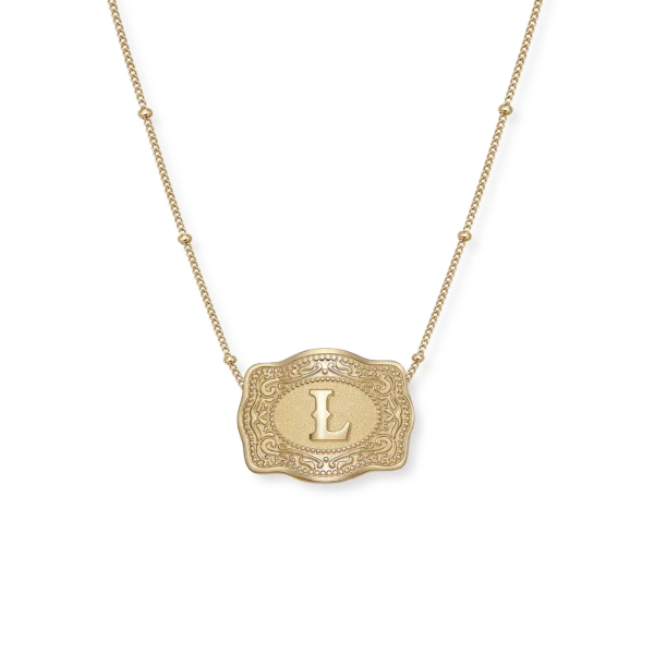 SPURWEST Standard Size Buckle Initial Necklace - Gold