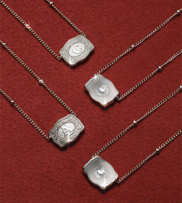 SPURWEST Ultra Mini Belt Buckle Initial Necklace - Silver - Image 2