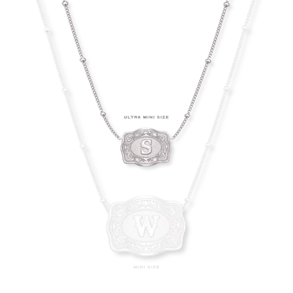 SPURWEST Standard Size Buckle Initial Necklace - Silver - Image 3