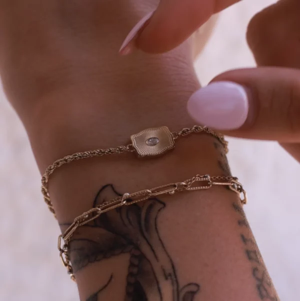 SPURWEST Ultra Mini Initial Bracelet - Gold - Image 3