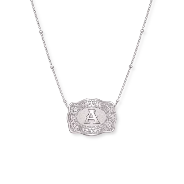 SPURWEST Standard Size Buckle Initial Necklace - Silver