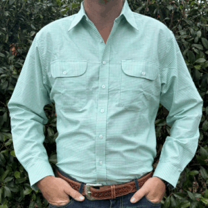 Newmarket ‘Kingaroy’ Mens 100% Cotton Shirt – Green