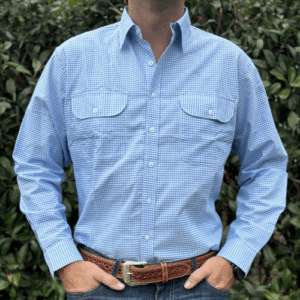 Newmarket 'Kingaroy' Mens 100% Cotton Shirt - Blue